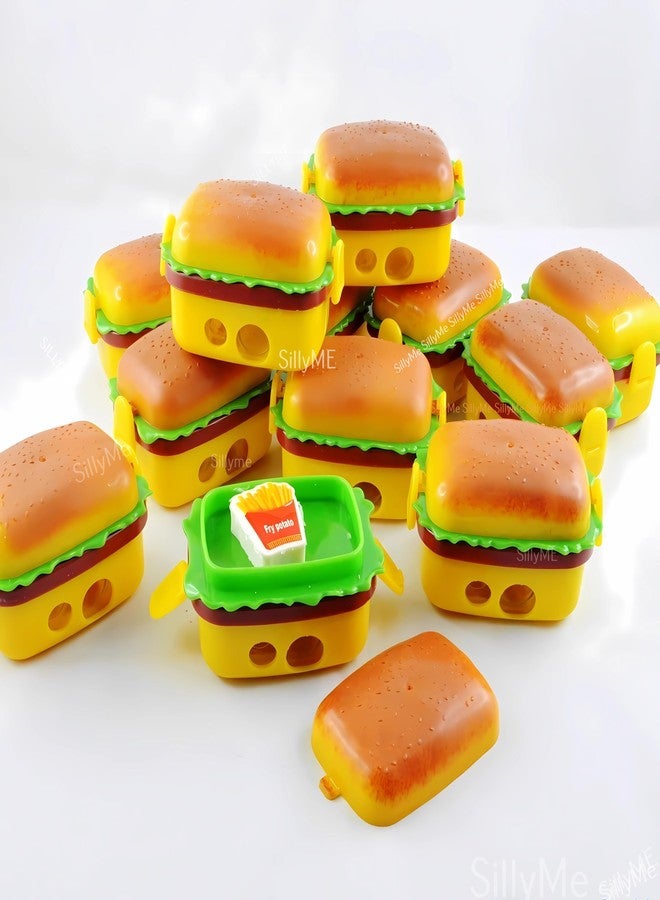 Funny Teddy 6pcs Mini Burger-Shaped Pencil Sharpener with 2 erasers That Look Like Fries and a Milkshake | Return Gifts Birthday Party for Kids | Birthday Return Gift for Kids Birthday Age 6-10 2 3 5 8 12 Years - Image 1